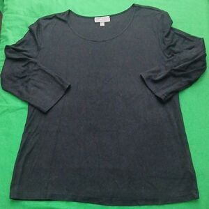 JM Collection Black Mid Sleeve Top